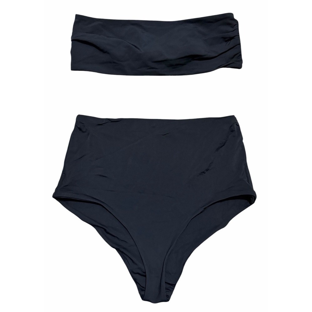 Mara Hoffman Bandeau & Lydia High-Waisted Swim Bottom Set Black Women's Size Sm